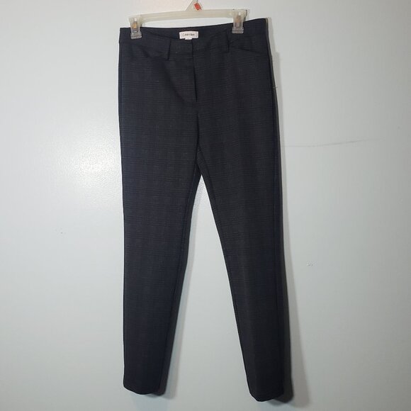 Calvin Klein Pants Women's Black Gray Plaid Grid size 6 - Picture 1 of 7